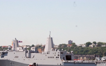 USS San Antonio departs New York