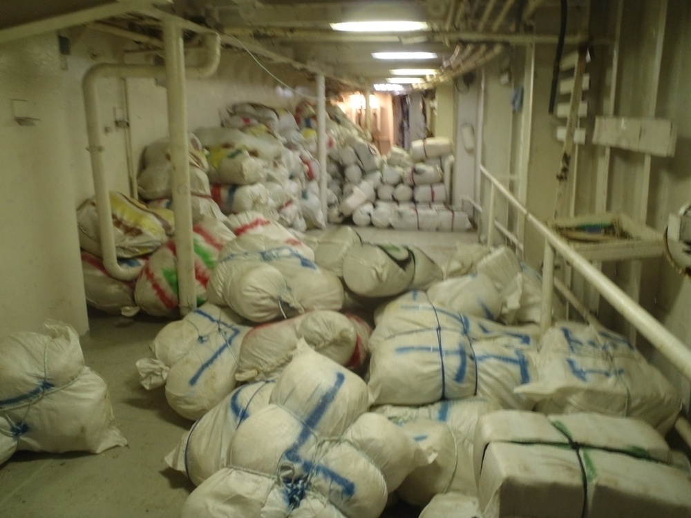 Royal Netherlands Navy, US Coast Guard seize 13,000 pound marijuana shipment, apprehend 12 smugglers in the Caribbean Sea