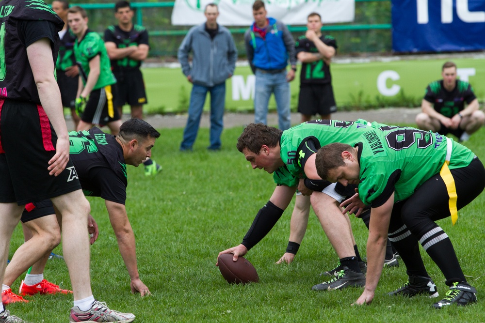 Sky Soldiers play football in Ukraine