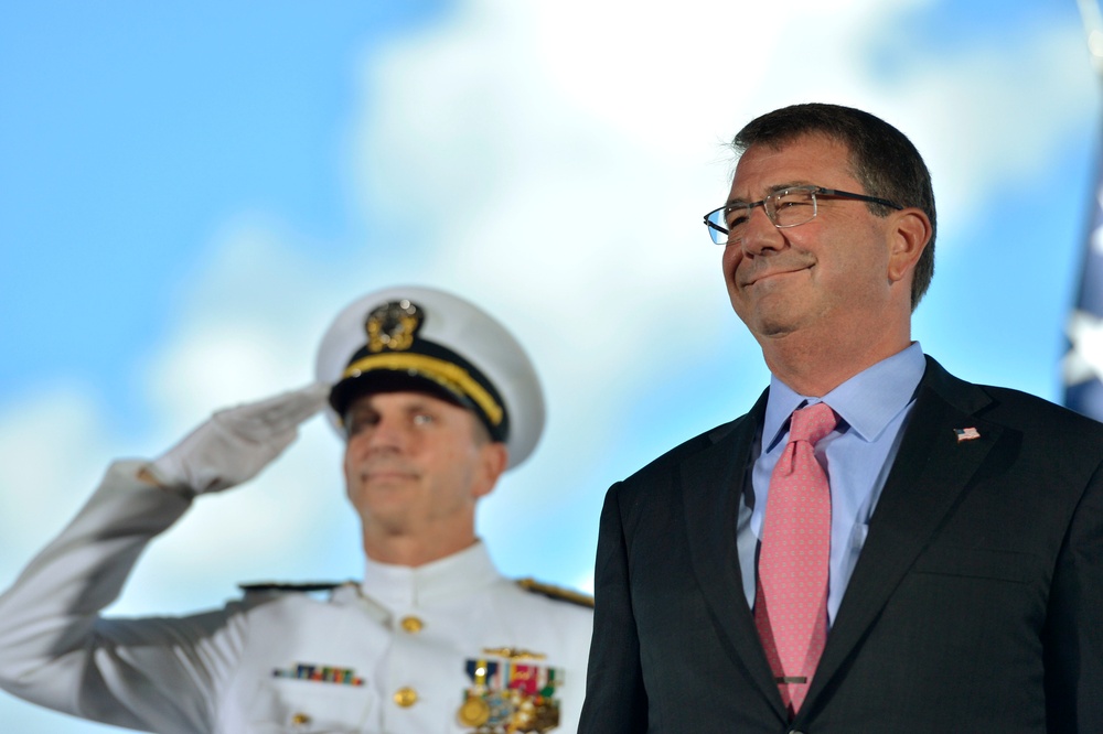 Secretary of Defense Ash Carter attends the PACOM change-of-command