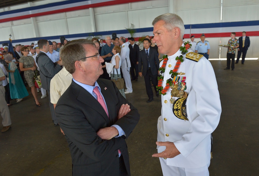 Secretary of Defense Ash Carter attends the PACOM change-of-command