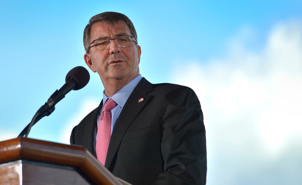 Secretary of Defense Ash Carter attends the PACOM change-of-command