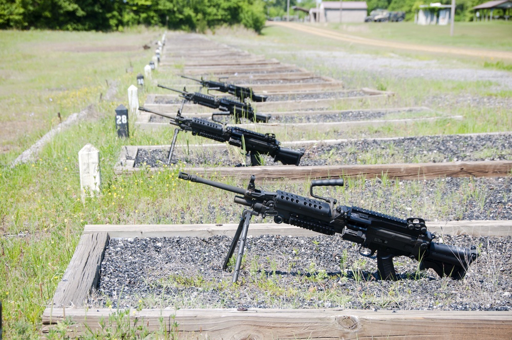 Security Forces Squadron members train to use the M203 and the M249