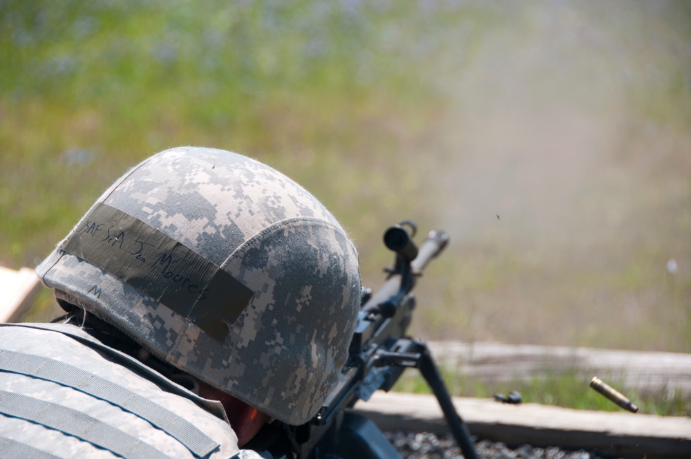 Security Forces Squadron members train to use the M203 and the M249