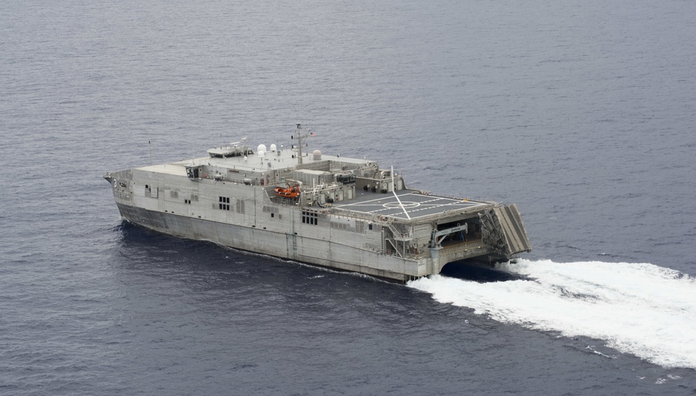 The Military Sealift Command Joint High Speed Vessel USNS Millinocket (JHSV 3) is underway in the Pacific Ocean for Pacific Partnership 2015