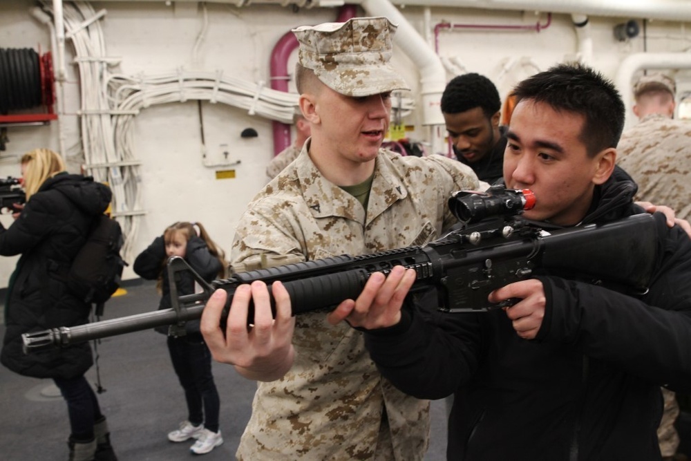 Boston future Marine recruits tour USS Arlington