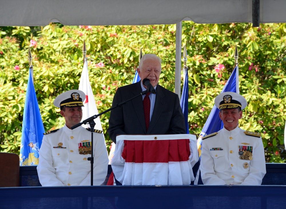Former President Jimmy Carter speaks at USS Jimmy Carter change of command