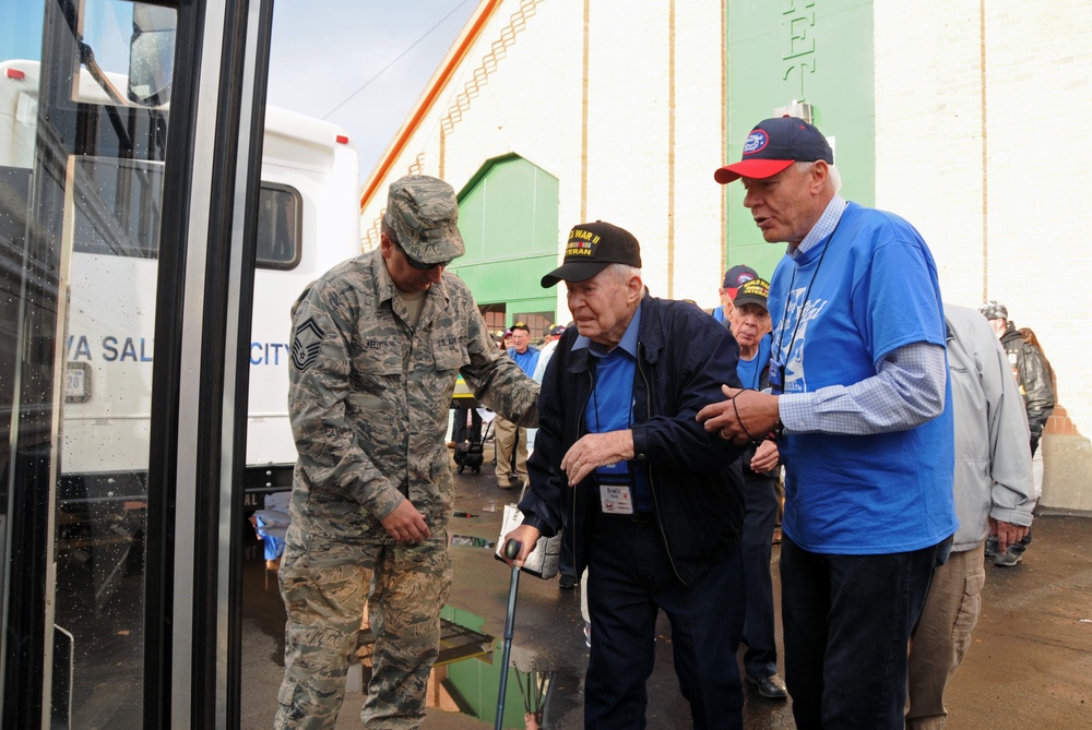 World War II veterans depart on honor flight to Washington, D.C.
