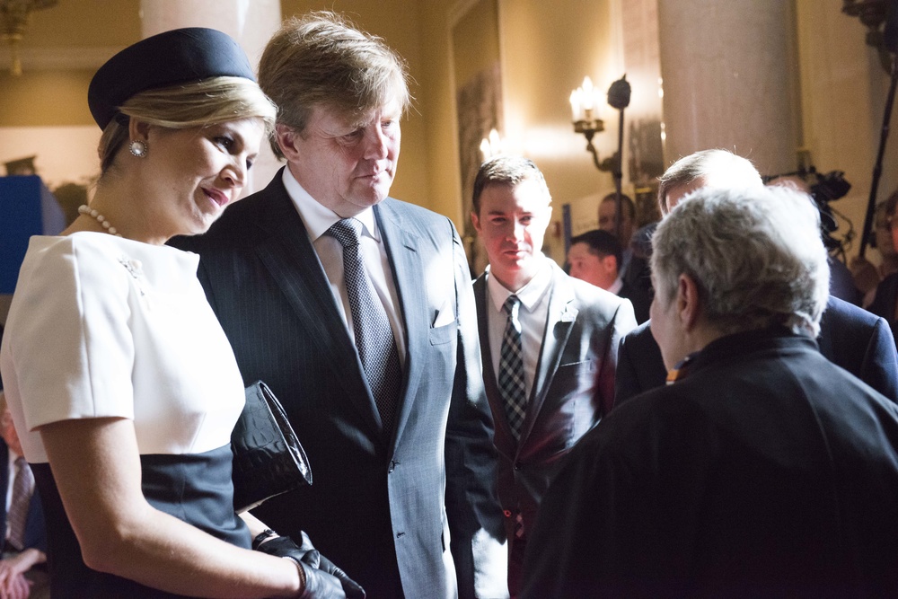 His Majesty King Willem-Alexander and Her Majesty Queen Máxima of the Netherlands lay a wreath at the Tomb of the Unknown Soldier in Arlington National Cemetery