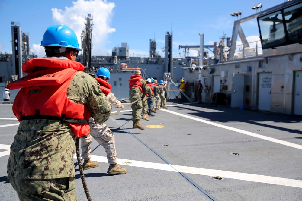USNS Millinocket replenishment at sea with USNS Charles Drew
