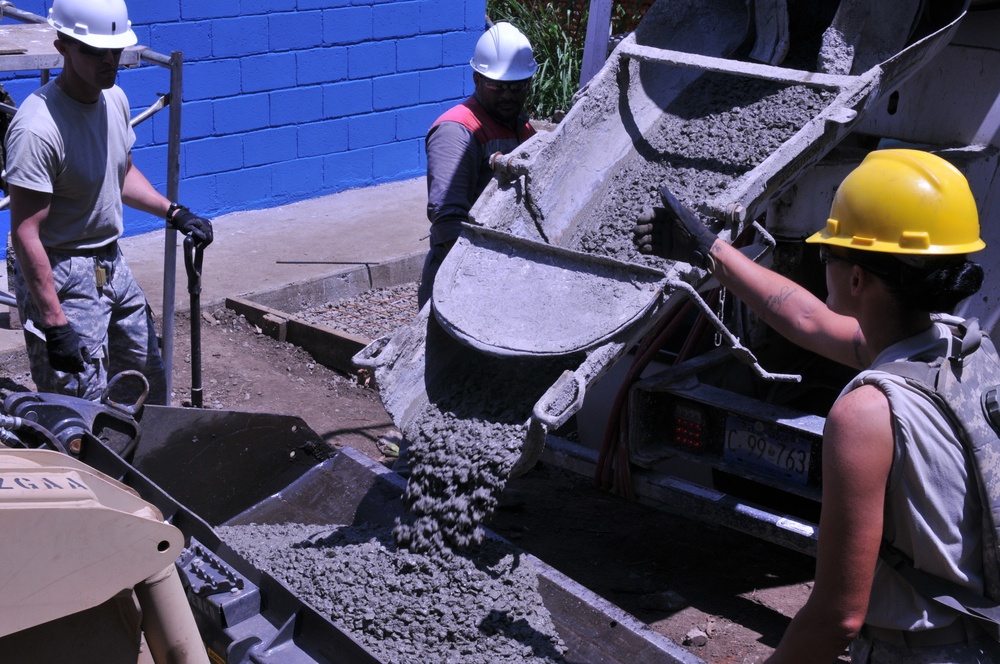 Concrete pouring in action