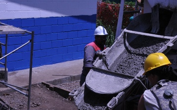 Concrete pouring in action