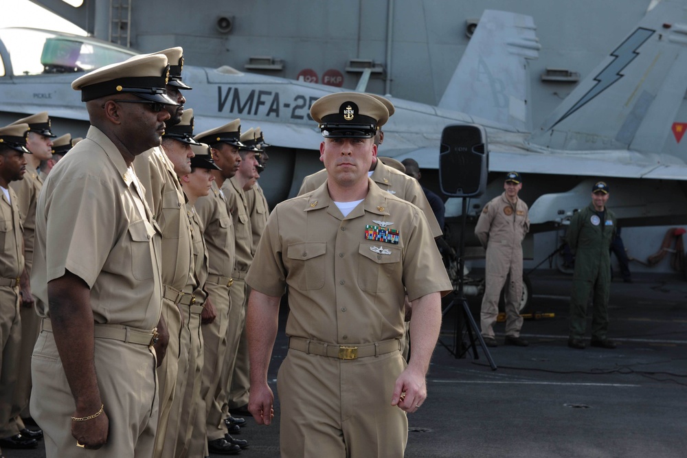 Pinning ceremony aboard USS Theodore Roosevelt