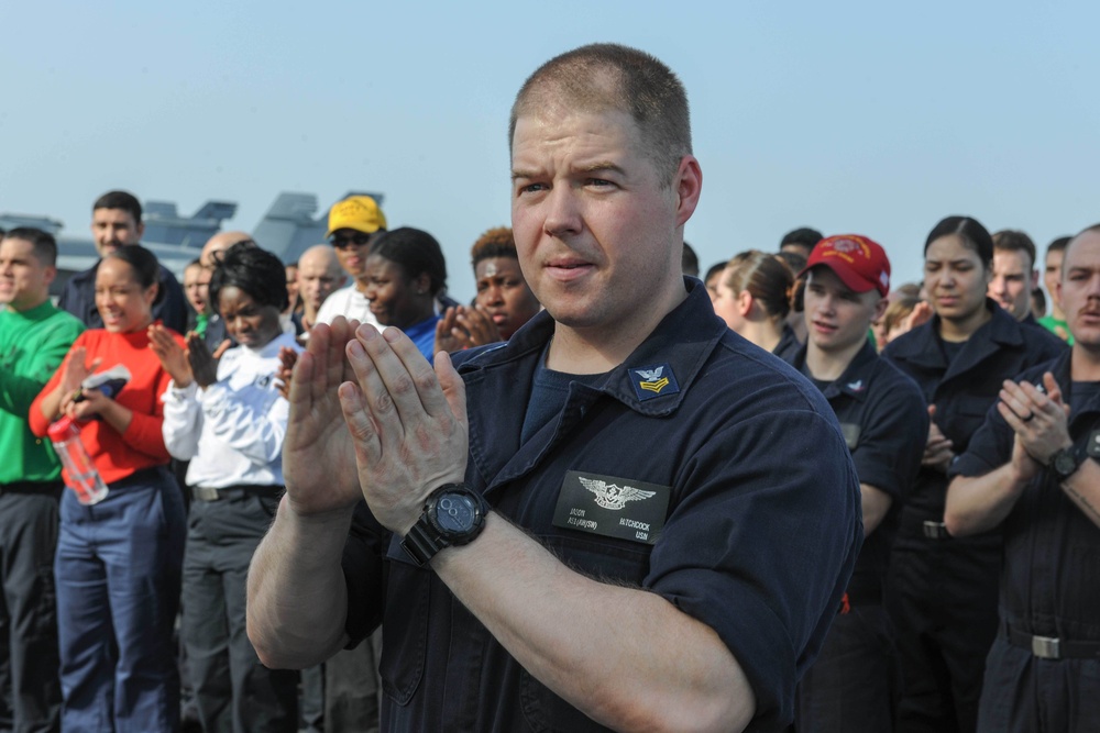 Pinning ceremony aboard USS Theodore Roosevelt