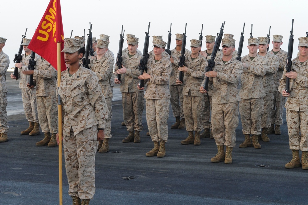 Change of command ceremony aboard USS Theodore Roosevelt