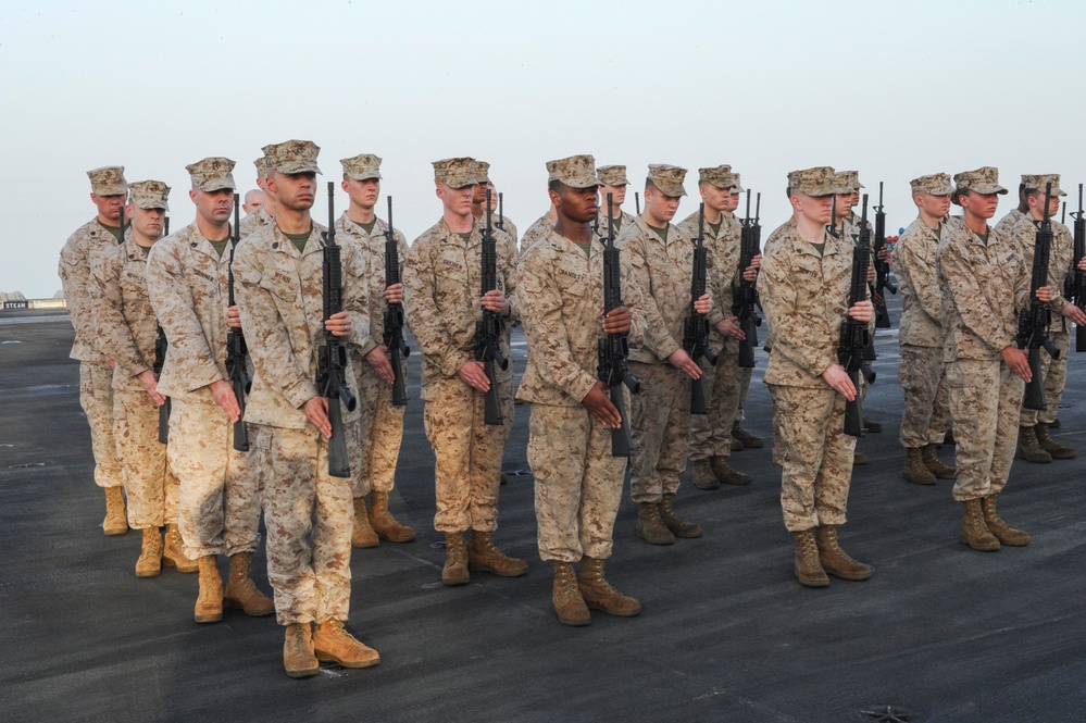 Change of command ceremony aboard USS Theodore Roosevelt