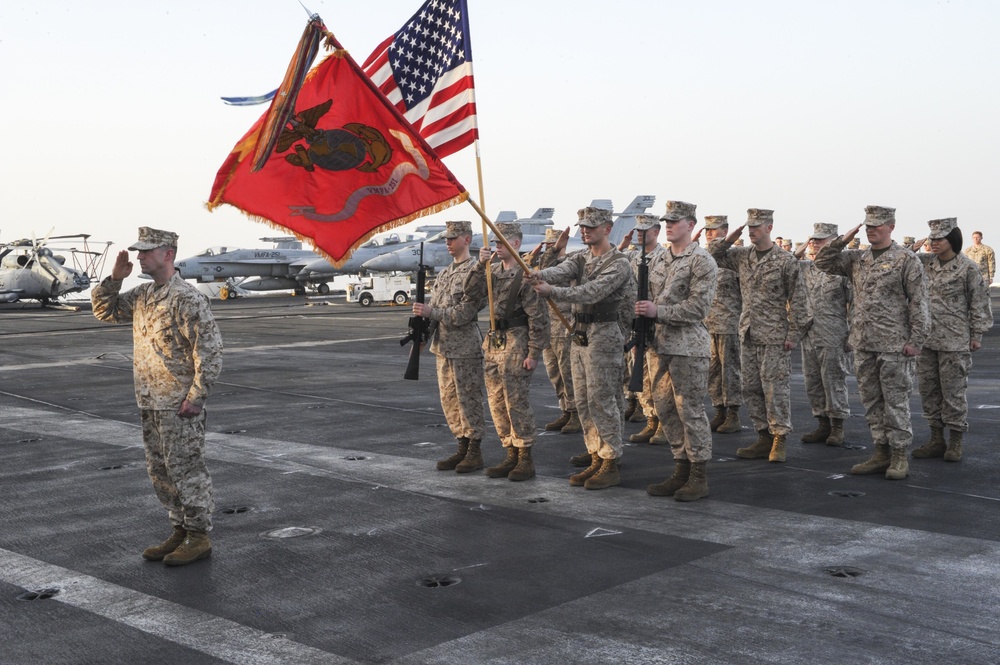 Change of command ceremony aboard USS Theodore Roosevelt