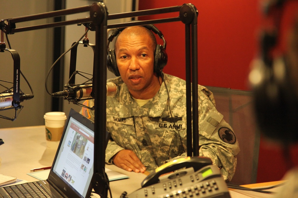Senior enlisted leader on AFN Radio during visit to 7th CSC