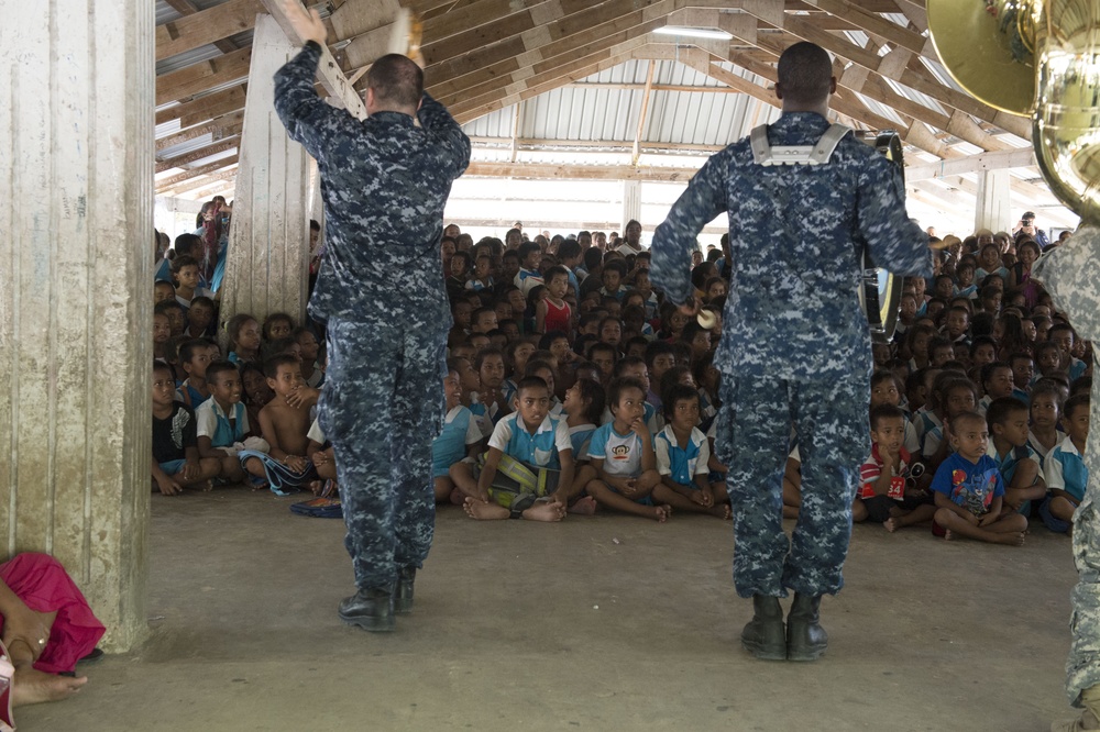 Band engagement at War Memorial Primary School in Kiribati