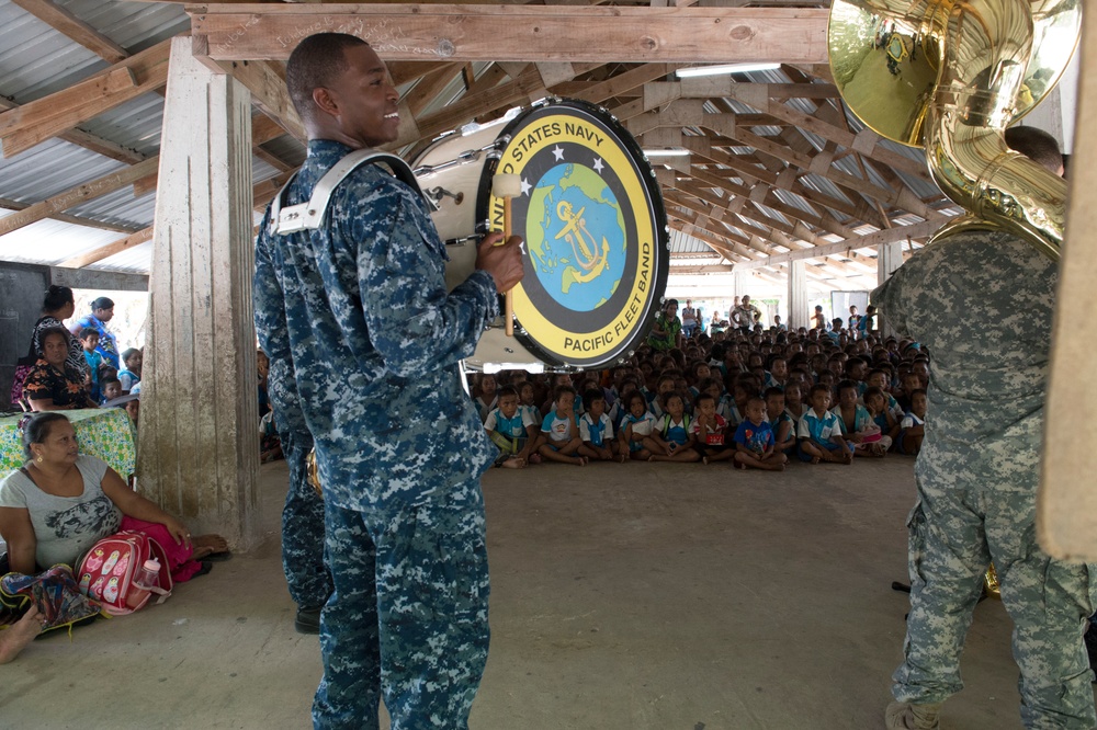 Band engagement at War Memorial Primary School in Kiribati