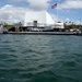 Sailors work to repair the floating dock next to the USS Arizona Memorial