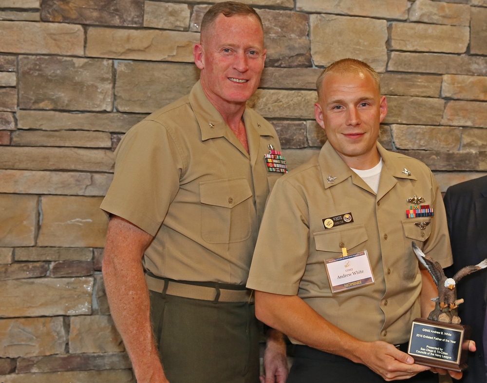 Marine and Sailor receive 2015 Enlisted Father of the Year Award