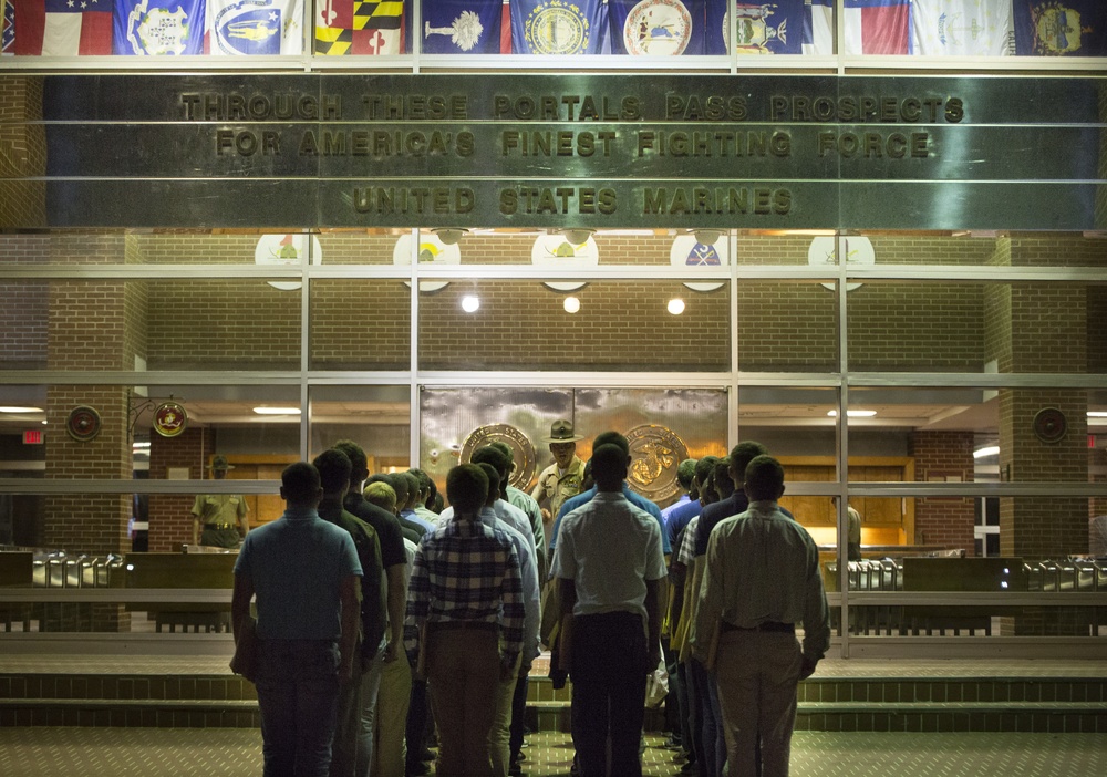 New Marine recruits survive first night on Parris Island