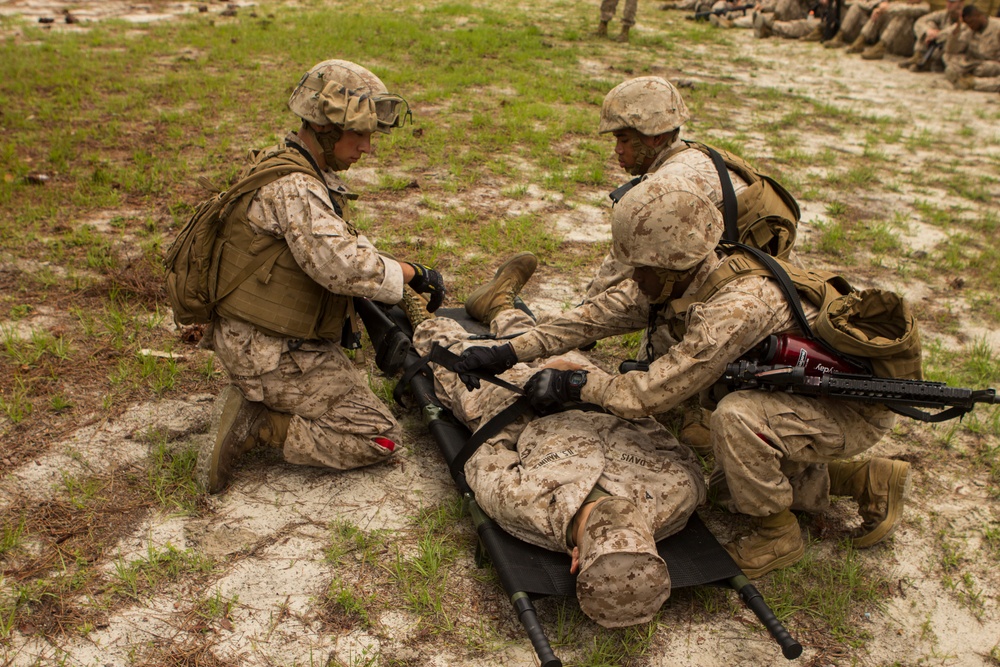 Marines get ready for deployment, practice caring for casualties