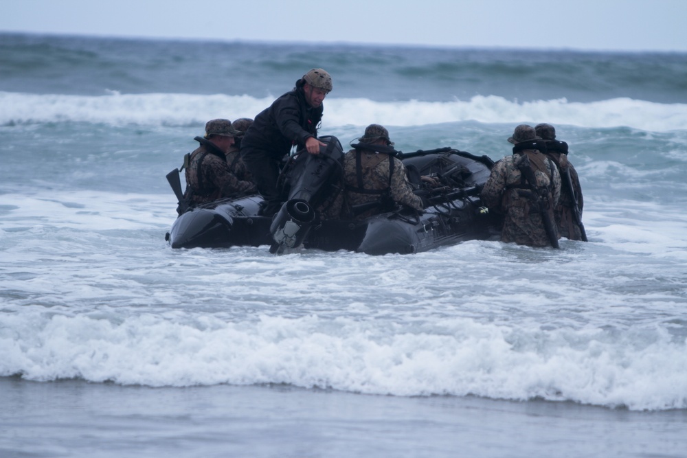 Marines with 1st Radio Recon conduct amphibious training