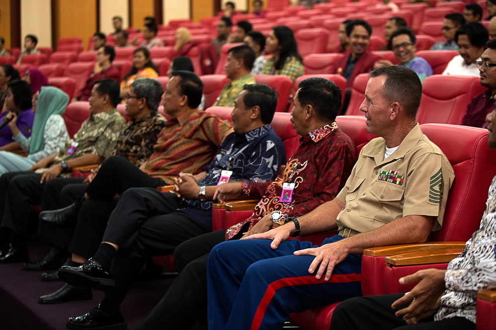 Indonesia Defense University staff and students embrace the MARFORPAC Band