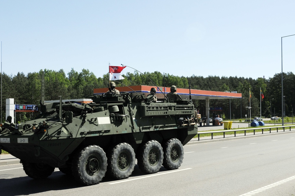 Platoon of Stryker troops, vehicles arrives in Lithuania for Saber Strike 2015 exercise