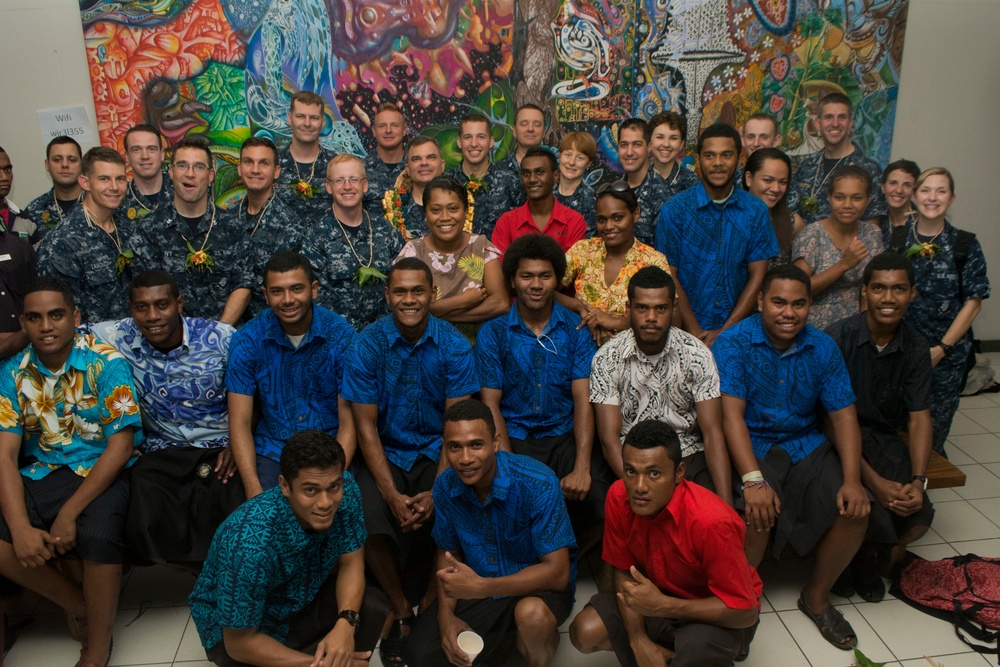Pacific Fleet Band play for the public in Suva, Fiji, during Pacific Partnership 2015