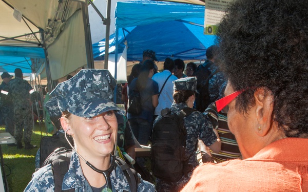 The hospital ship USNS Mercy (T-AH 19) participates in Pacific Partnership 2015 in Suva, Fiji