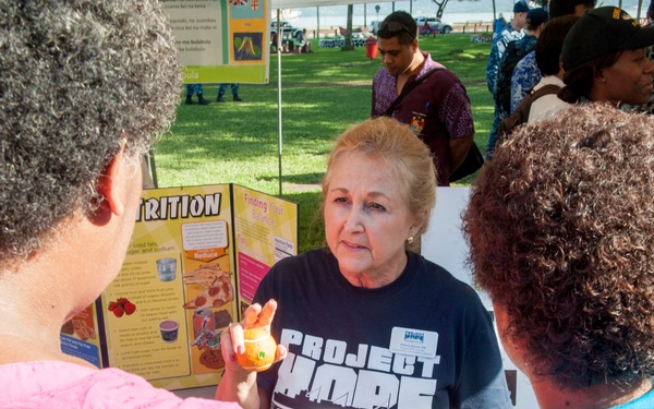 The hospital ship USNS Mercy (T-AH 19) participates in Pacific Partnership 2015 in Suva, Fiji