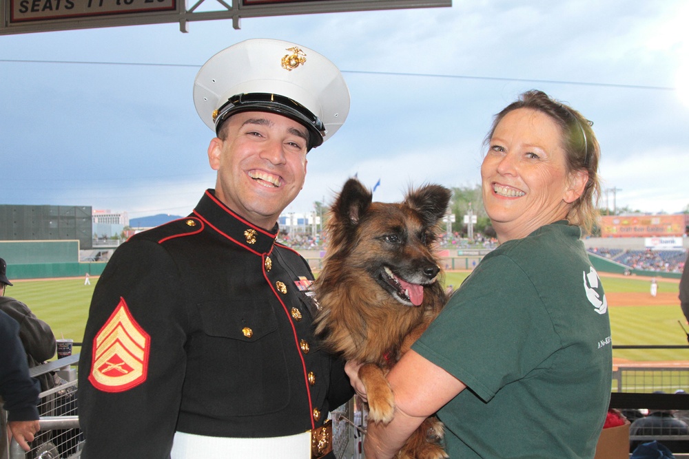 Reno Marine adopts dog at Reno Aces Ballpark