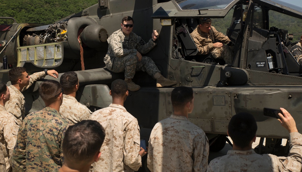 U.S. Army teaches Marines about Apaches