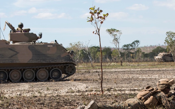 U.S. Marines become familiar with Australian assault vehicles