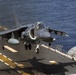 U.S. Marine Harrier pilots ensure landing skills are sharp at sea