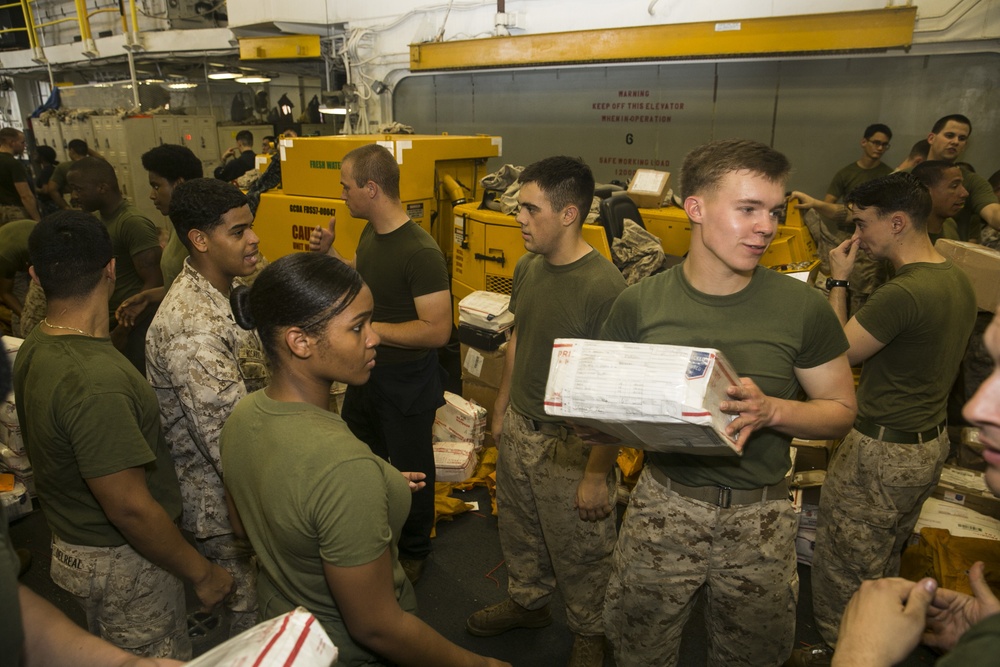 Mail Cal: U.S. Marines deployed at sea receive gifts from home