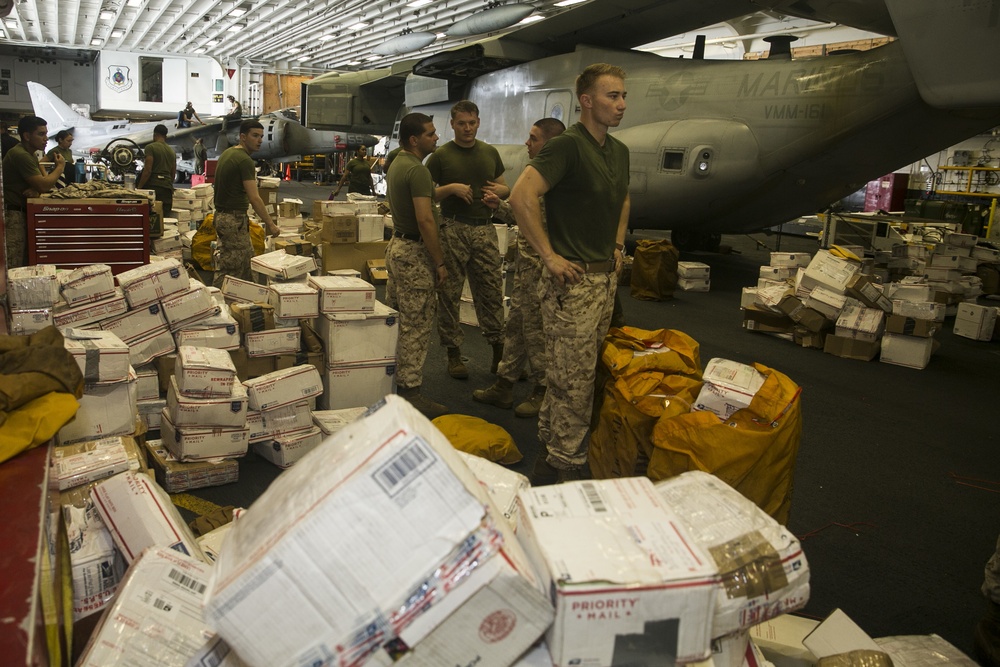 Mail Cal: U.S. Marines deployed at sea receive gifts from home