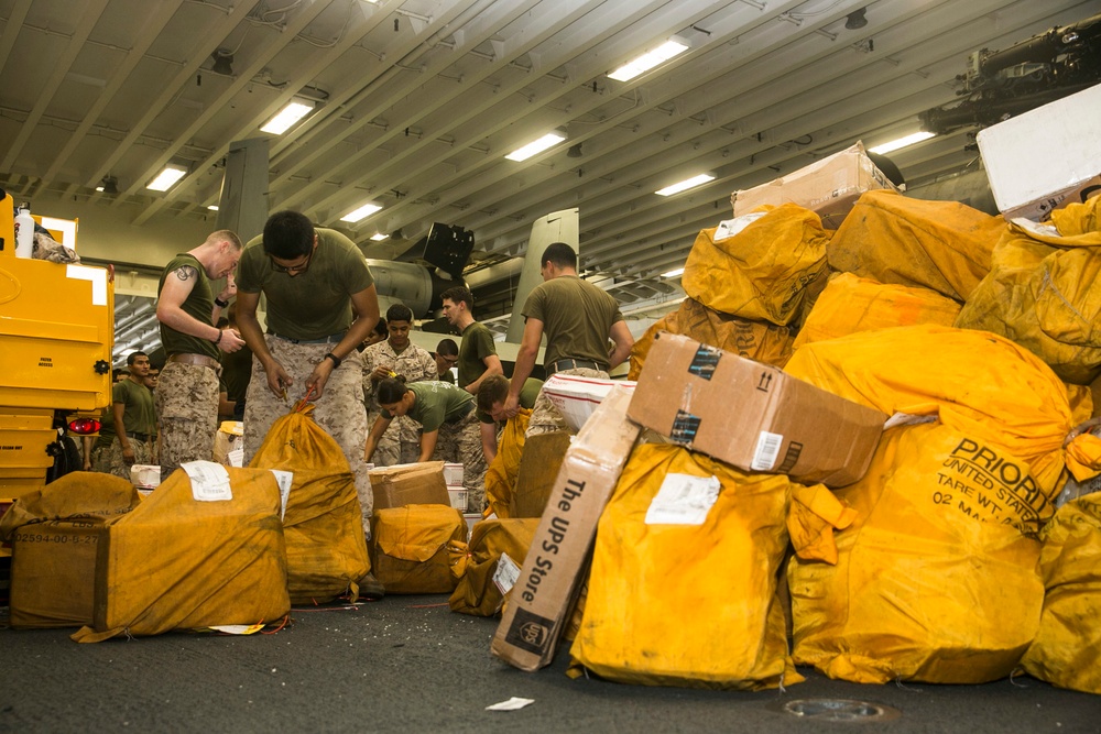 Mail Cal: U.S. Marines deployed at sea receive gifts from home