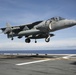 AV-8B Harrier jets practice short takeoff, vertical landings