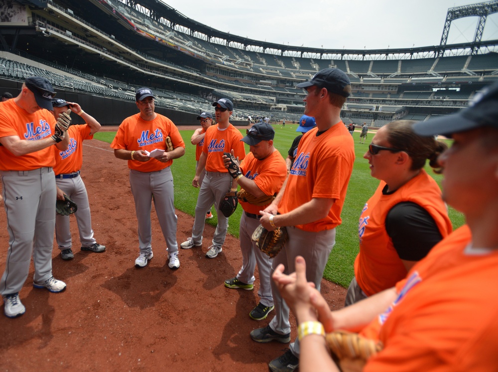 New York Air Guard members play softball at Citi Field