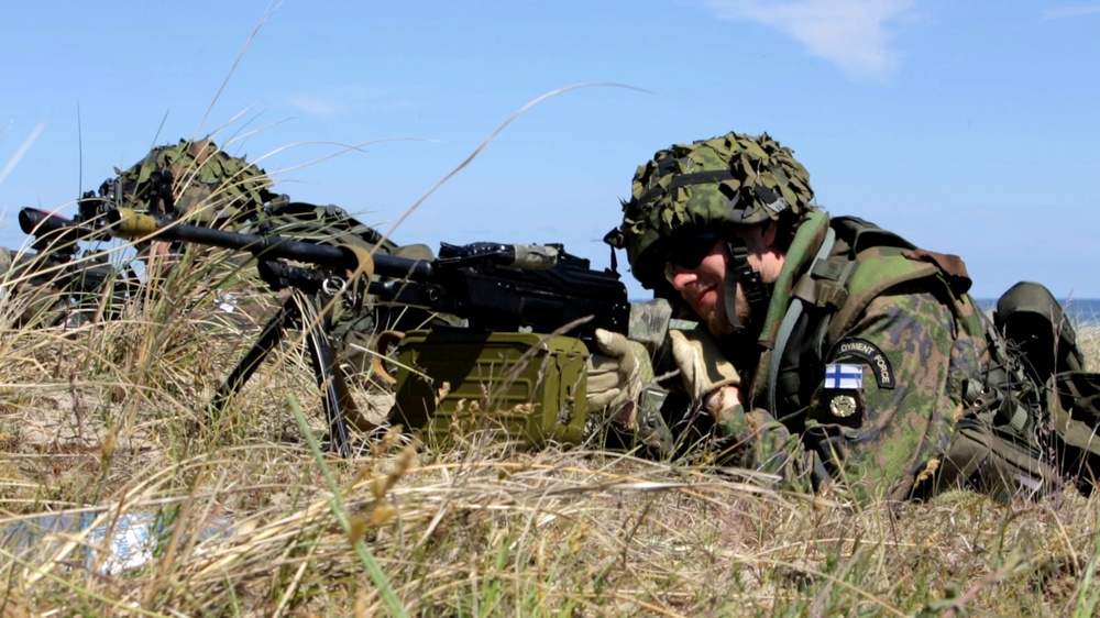 Multinational Marines Assault Beachhead in Sweden