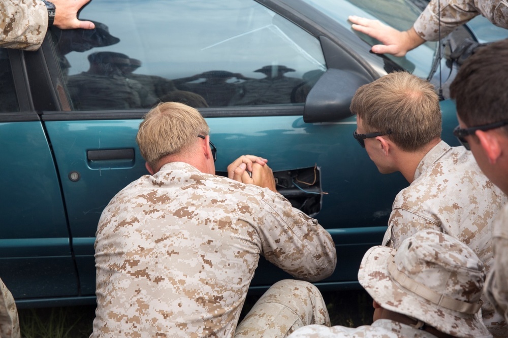 Vehicle IED access training exercise with EOD