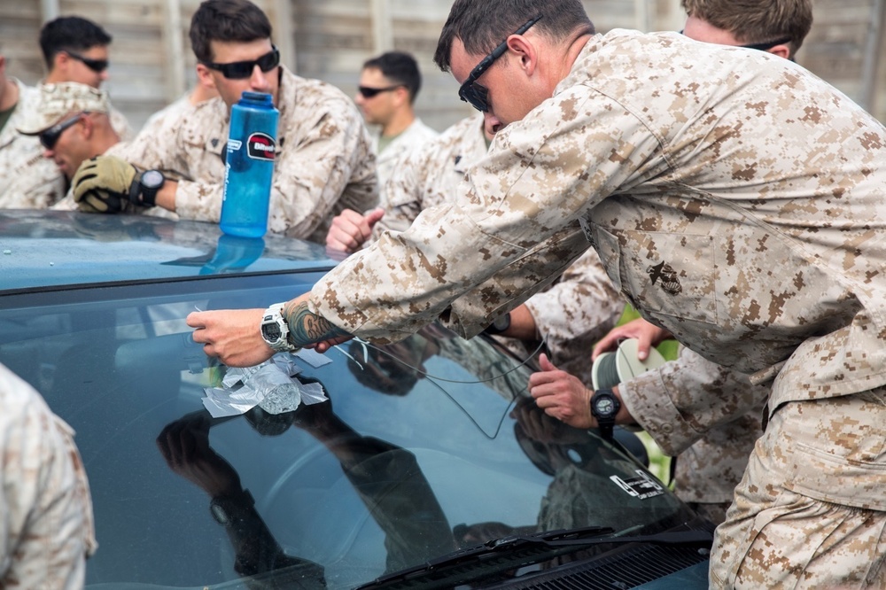 Vehicle IED access training exercise with EOD