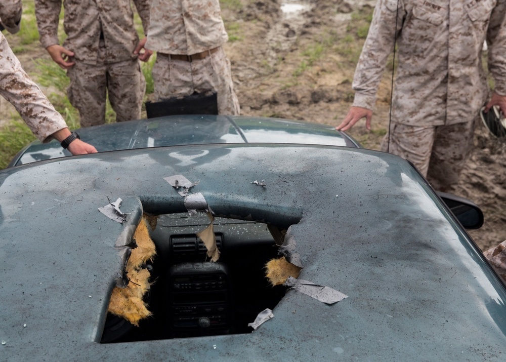 Vehicle IED access training exercise with EOD