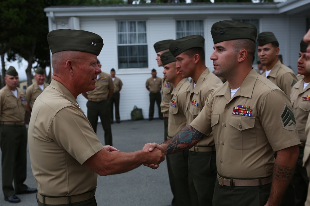 General Nicholson congratulates Marines selected for new Squad Leader Development Program