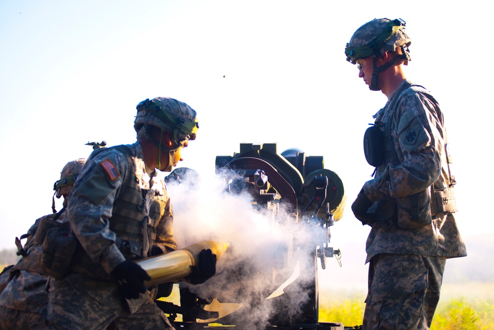 160th Field Artillery members ready the big guns