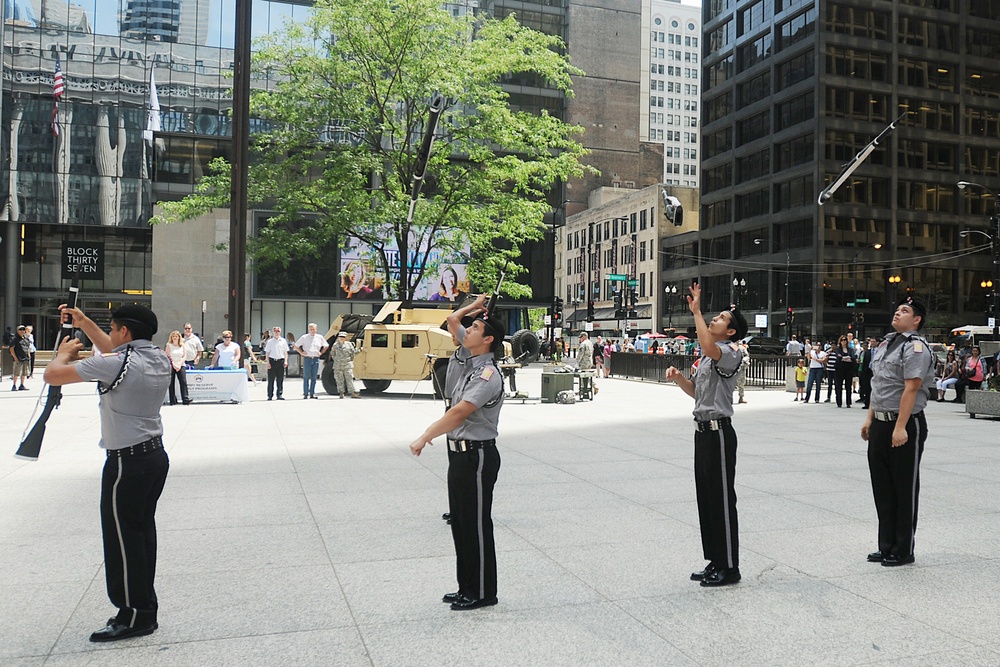 Cadet drill team conducts demonstration during Army birthday